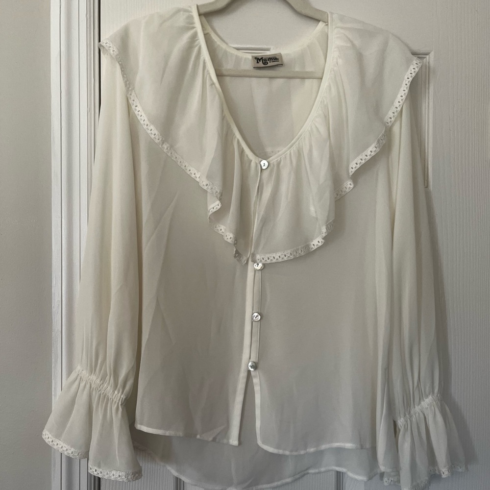 Show Me Your Mumu Elsa Blouse Top XS White Chiffon